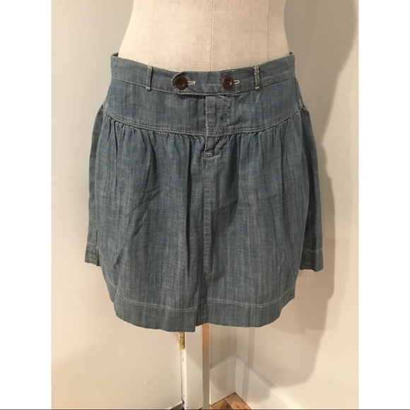 GAP Dresses & Skirts - Gap Distressed Chambray Denim Mini Skirt GAP Dresses & Skirts - Gap Distressed Chambray Denim Mini Skirt